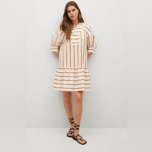 NWOT Mango Puffed Sleeves Striped Dress